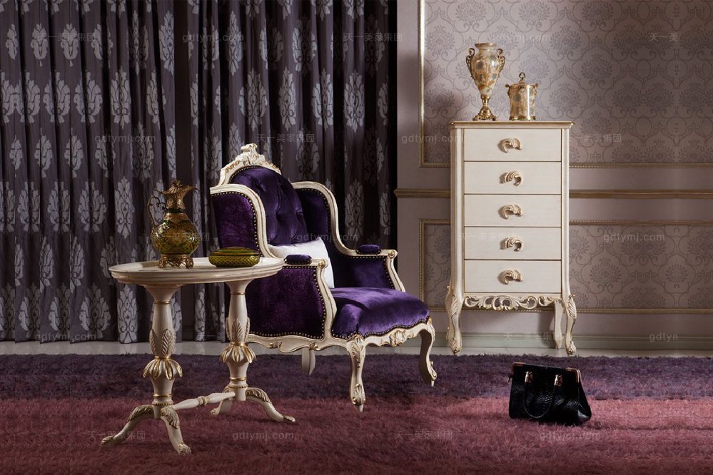 高端時尚法式休閑椅（黑+銀）