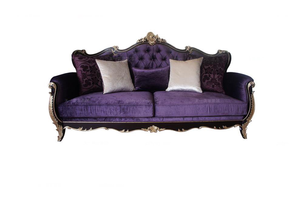 高端法式雕花三位沙發（黑+銀）