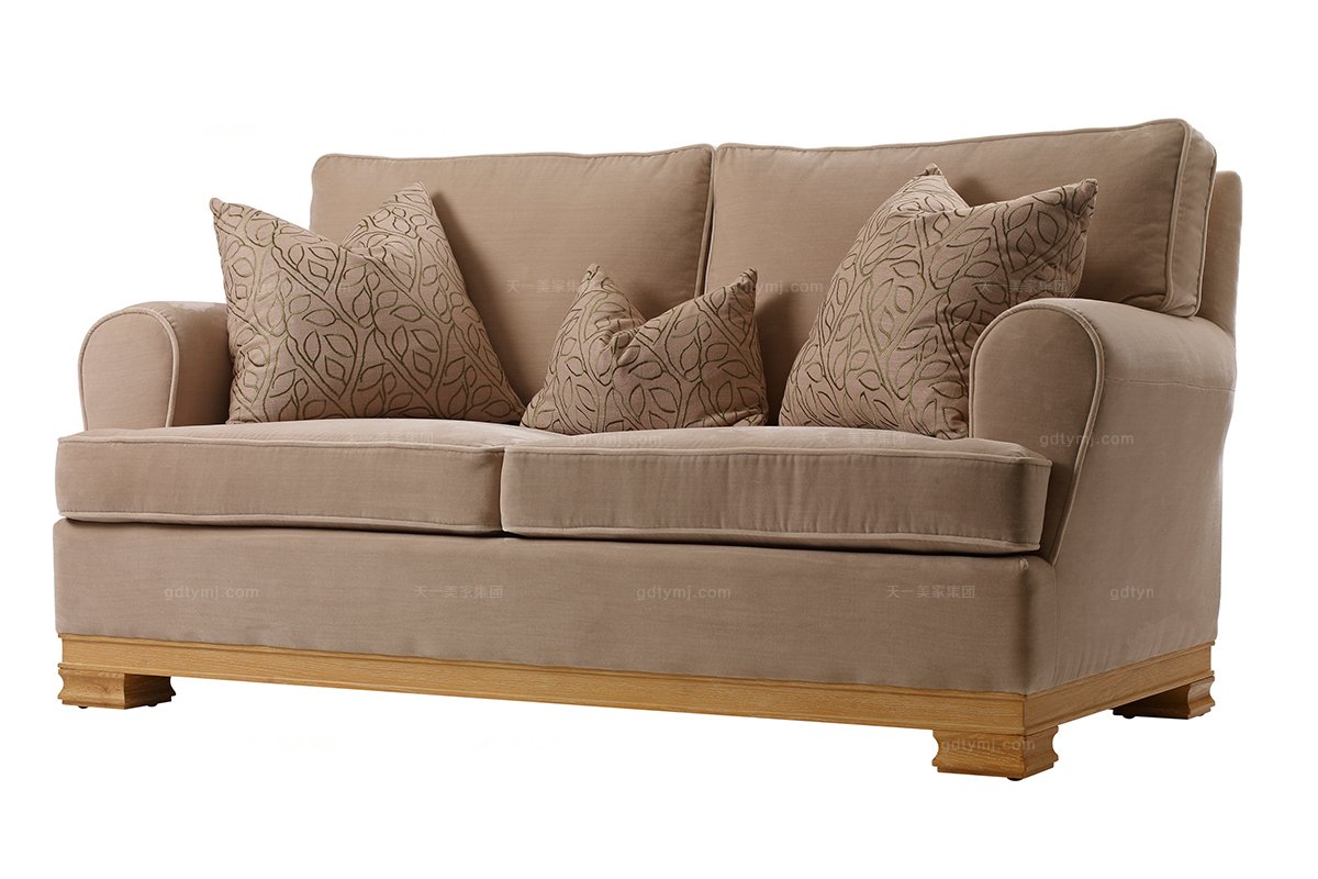 高端品牌美式布藝雙位沙發