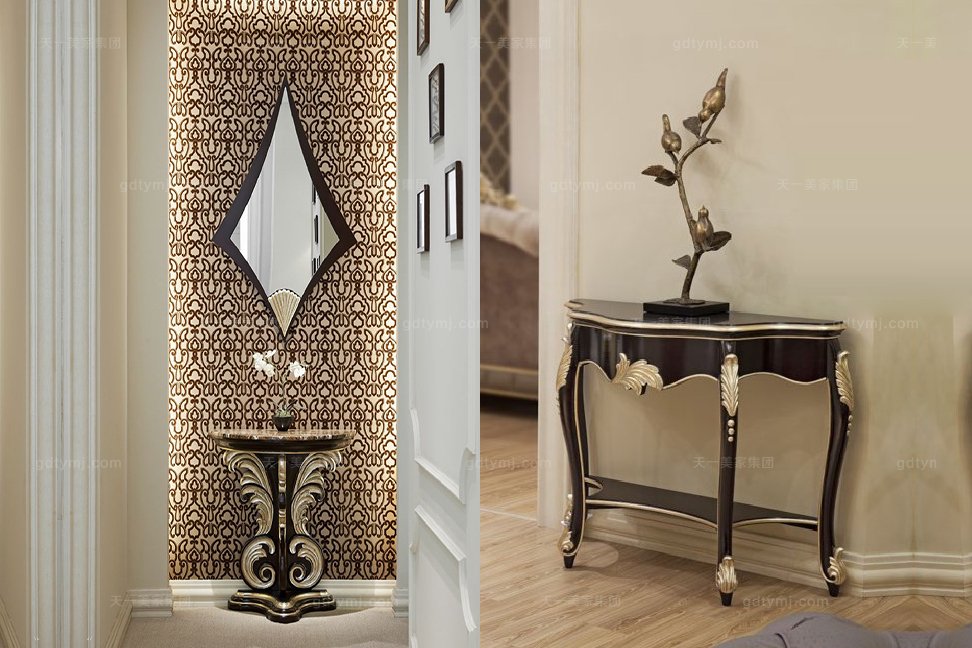 高端別墅法式雕花玄關臺