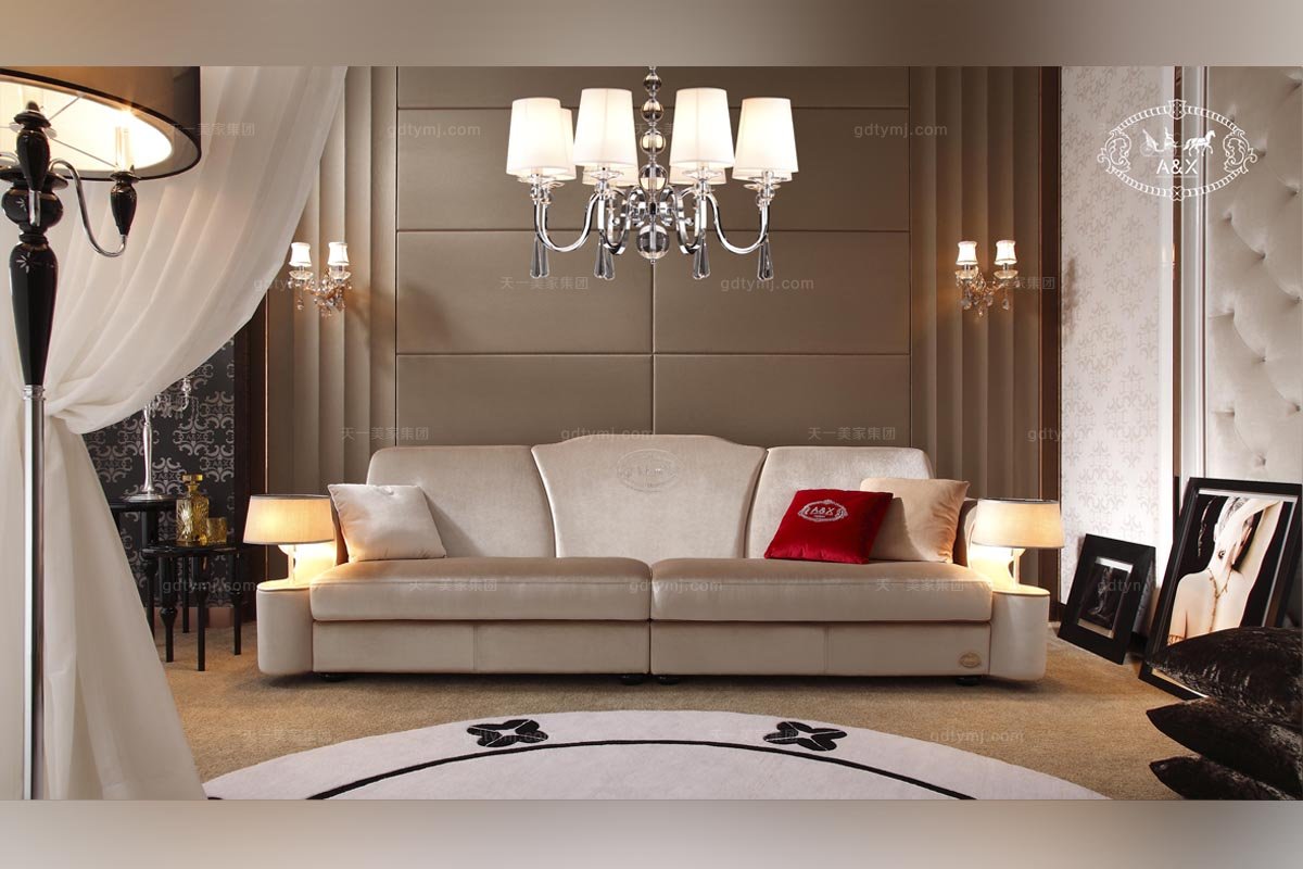 高端豪華別墅家具圖片后現代布藝三位沙發