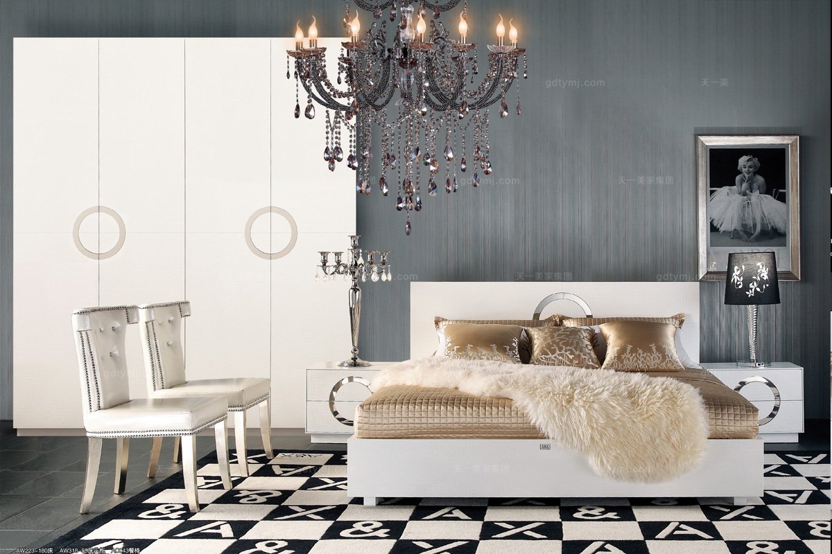 高端時尚后現代雙人床