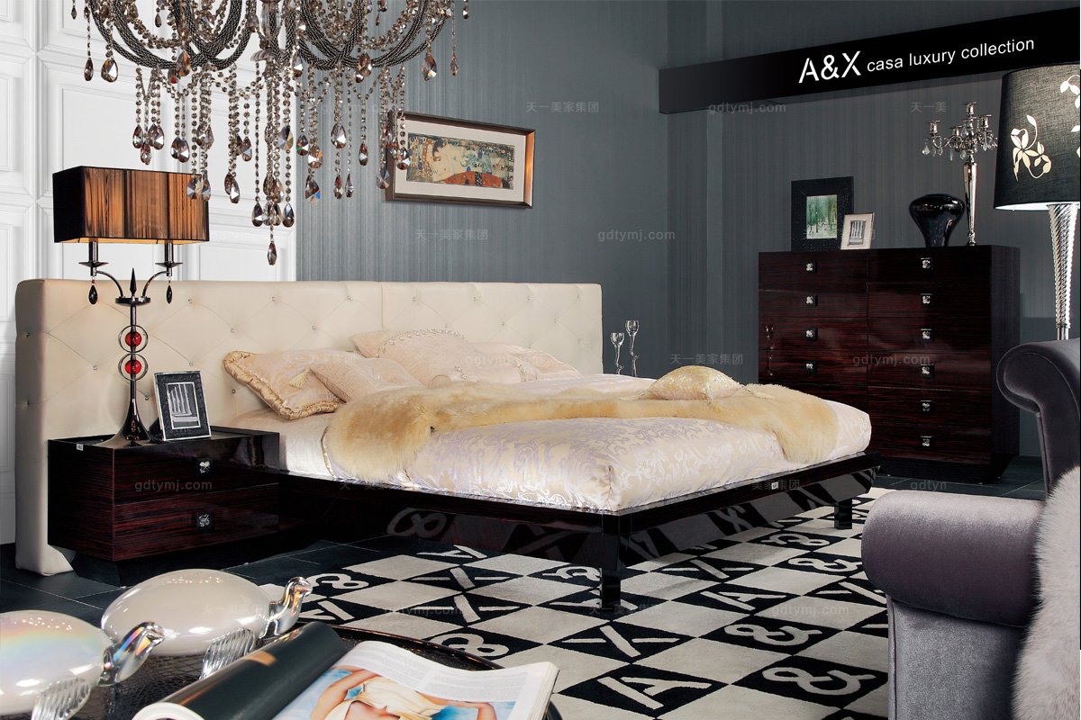 高端時尚后現代雙人床