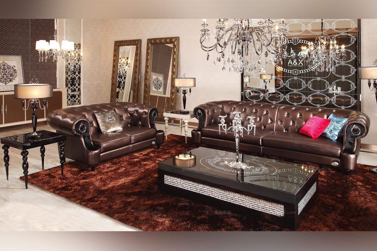 高端時尚后現(xiàn)代真皮四位沙發(fā)