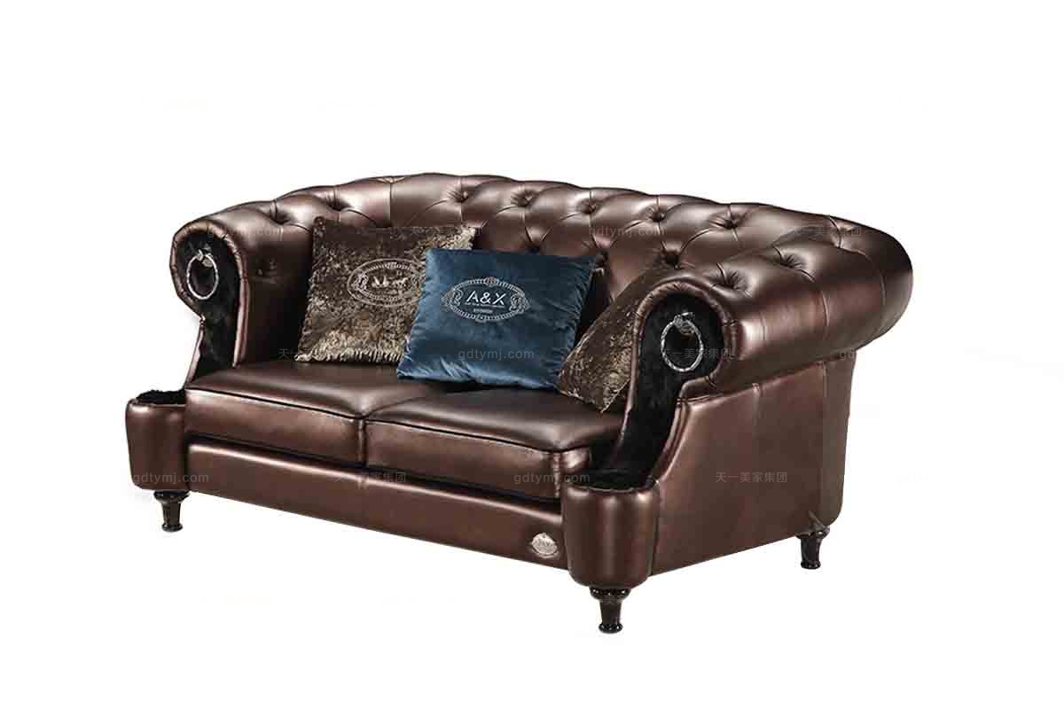 高端別墅后現代二位真皮沙發