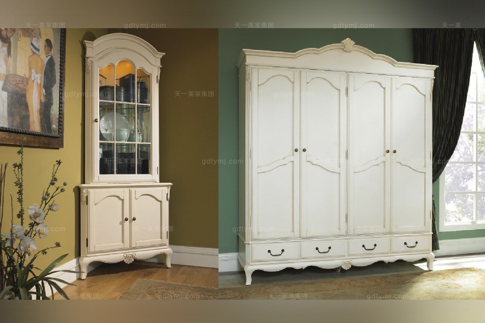 實木家具美式四門衣柜