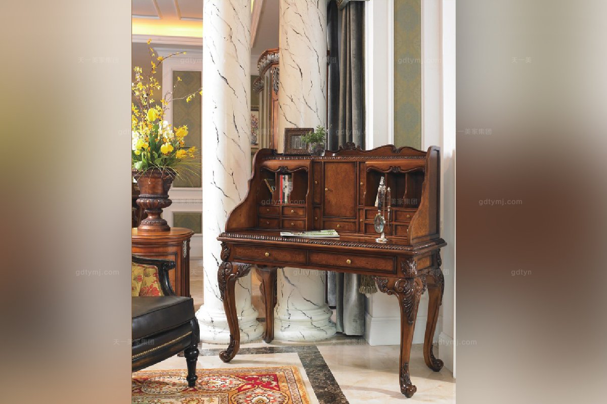 美式高端木制家具書臺