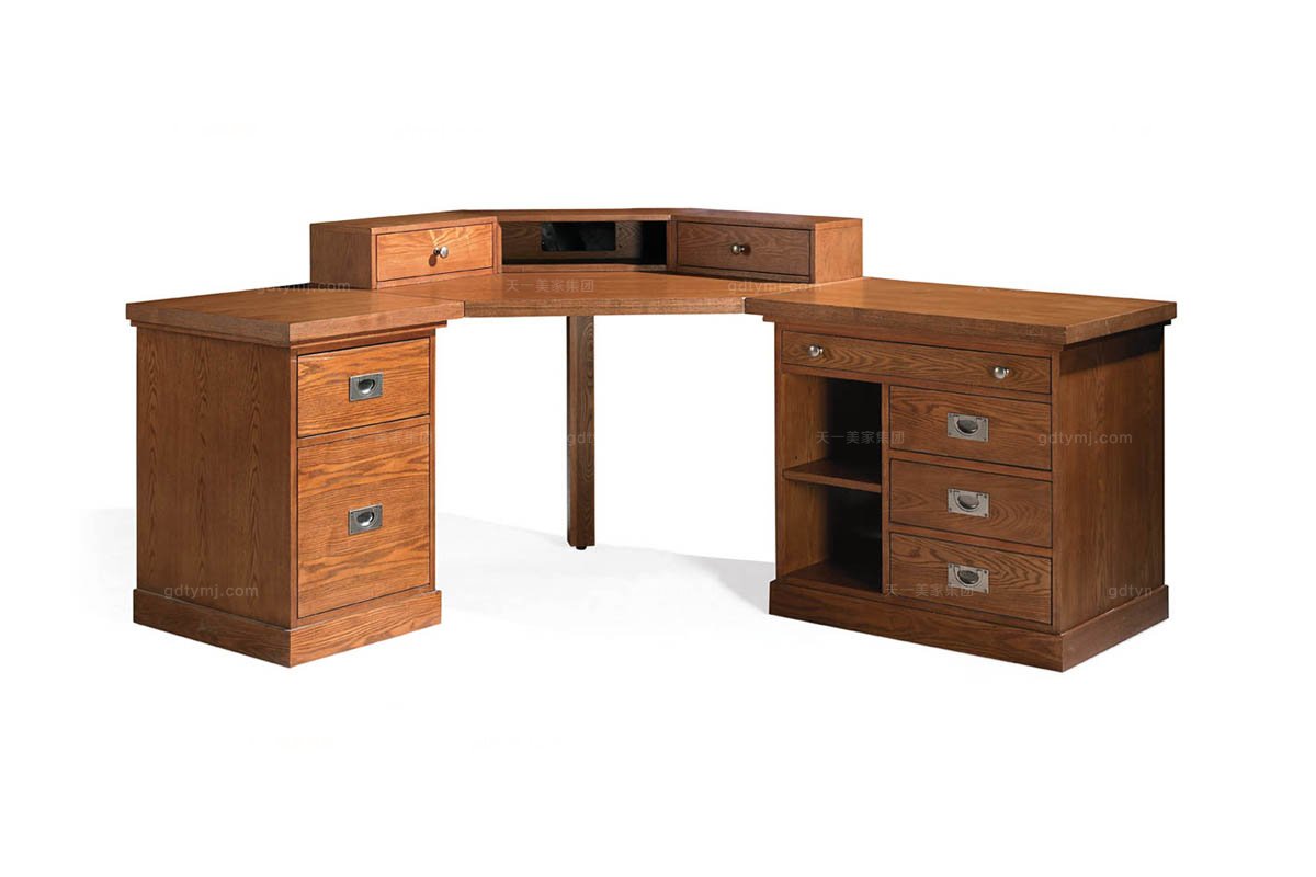 高端實(shí)木家具美式木色書(shū)桌
