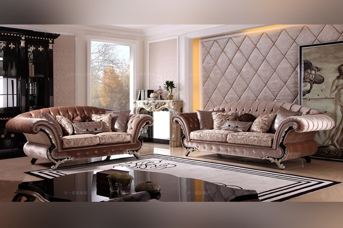 高端奢華新古典布藝二人沙發