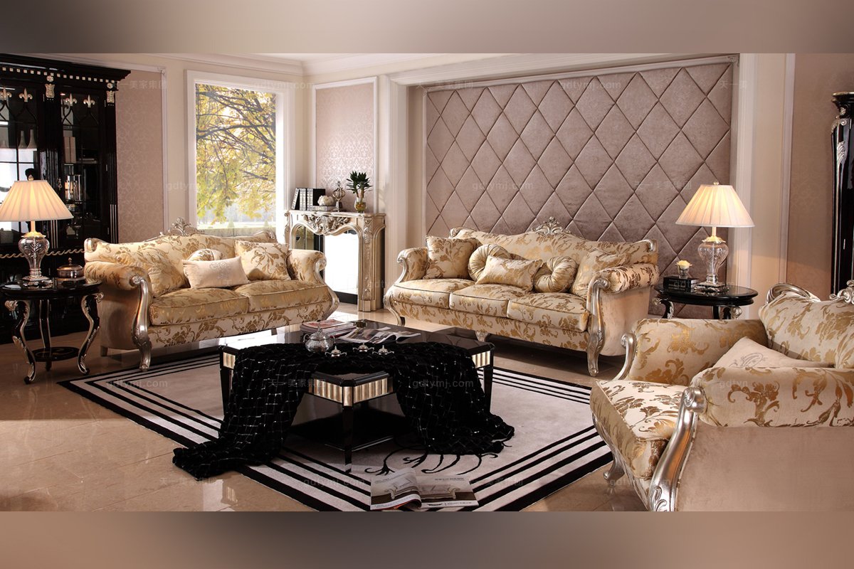 高端奢華新古典布藝雙人沙發