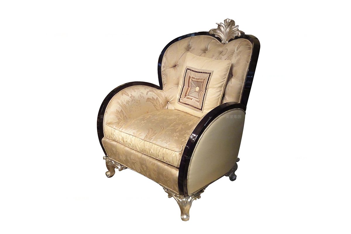 售樓處洽談沙發高端奢華新古典布藝單人沙發