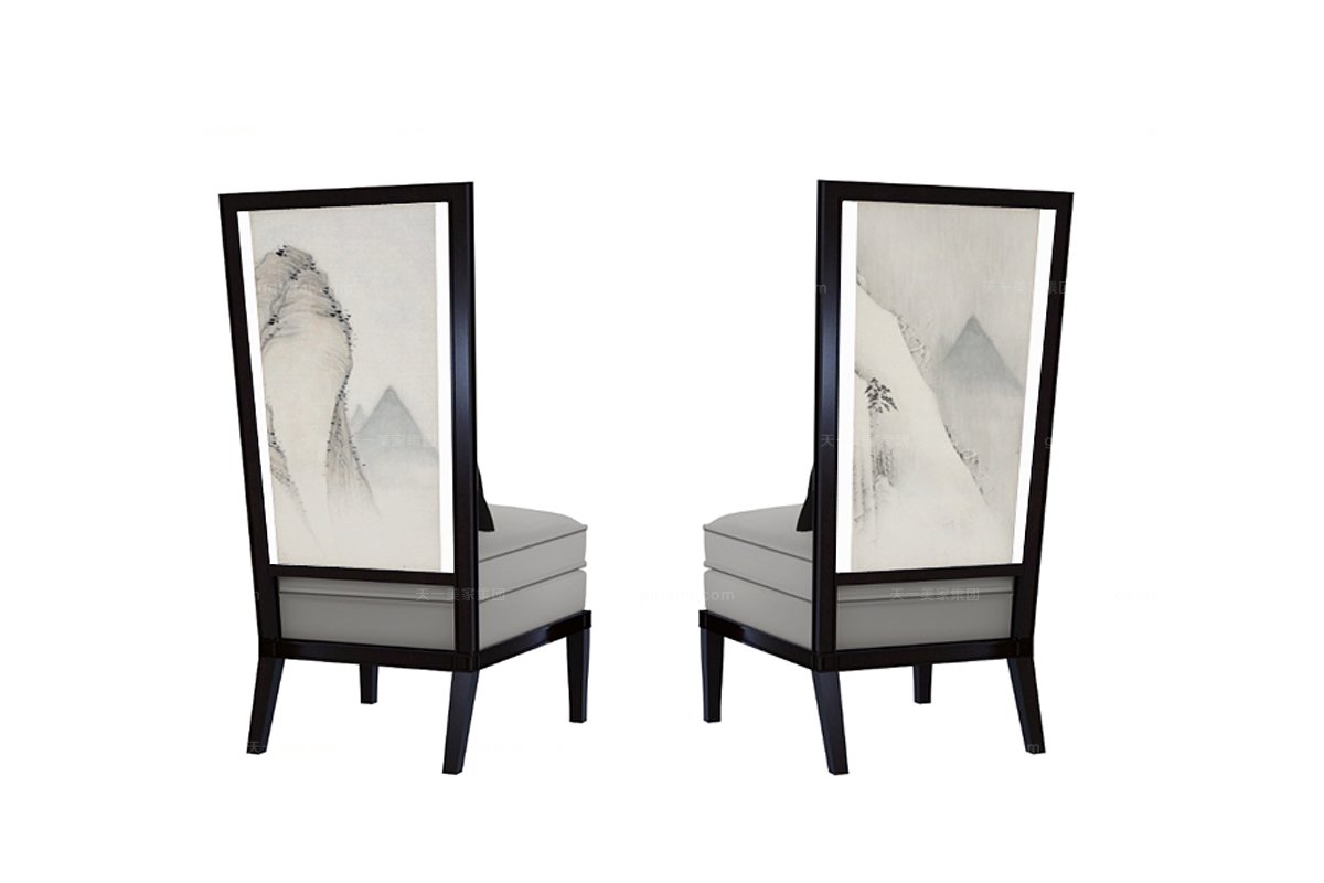 高端新中式高背山水單人發