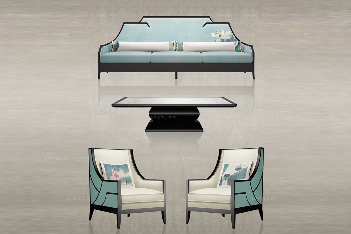 高端新中式綠荷沙發