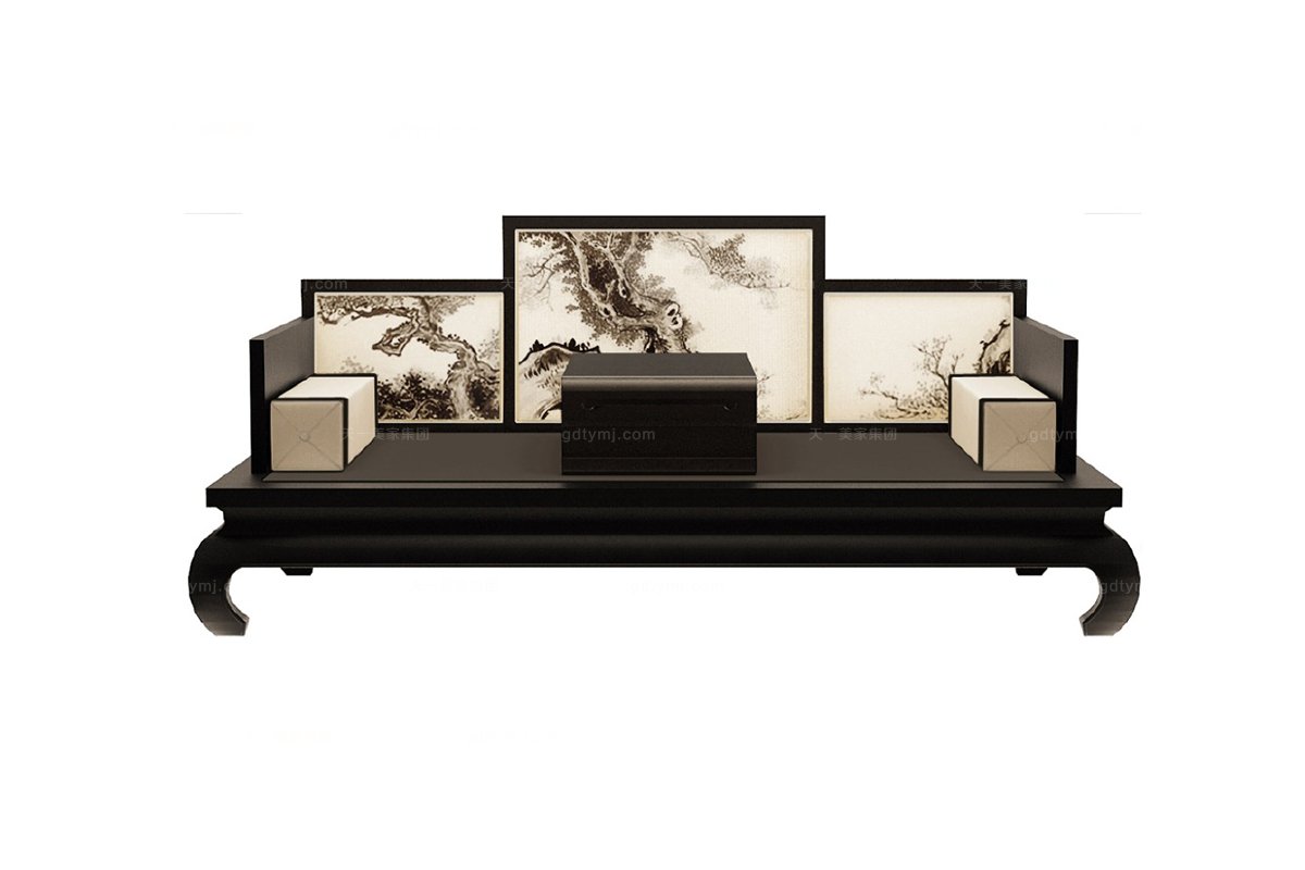 高端新中式壽松長沙發