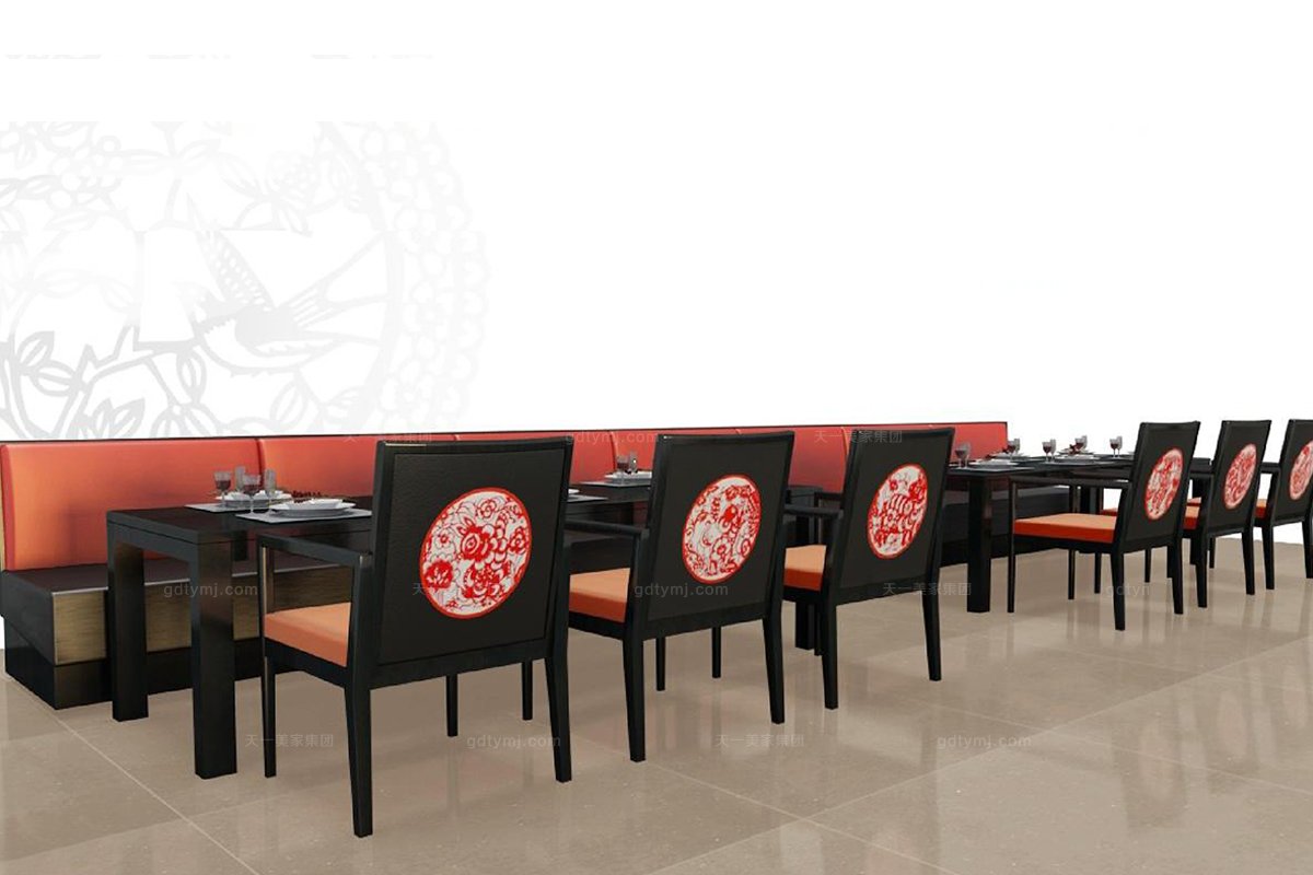 高端現代新中式剪紙餐椅