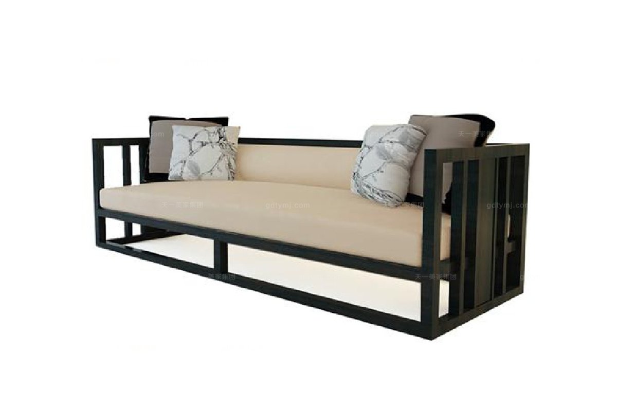 高端新中式花鳥三人沙發