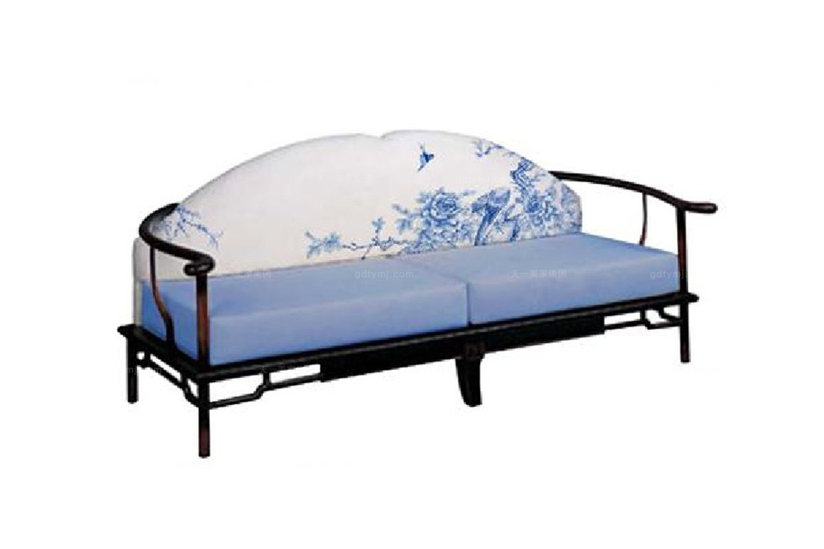 高端新中式青花雙人沙發