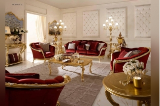 Andrea Fanfani 高端法式雕刻紅色沙發組