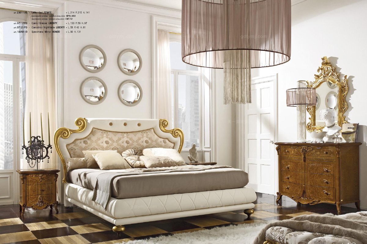 Grilli奢華新古典皮質軟床臥室系列