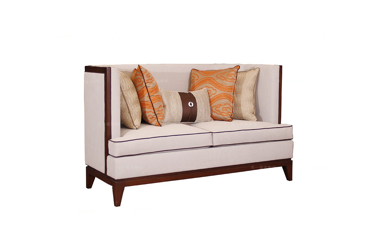 高端客廳沙發款式時尚簡約新古典淺色二位沙發