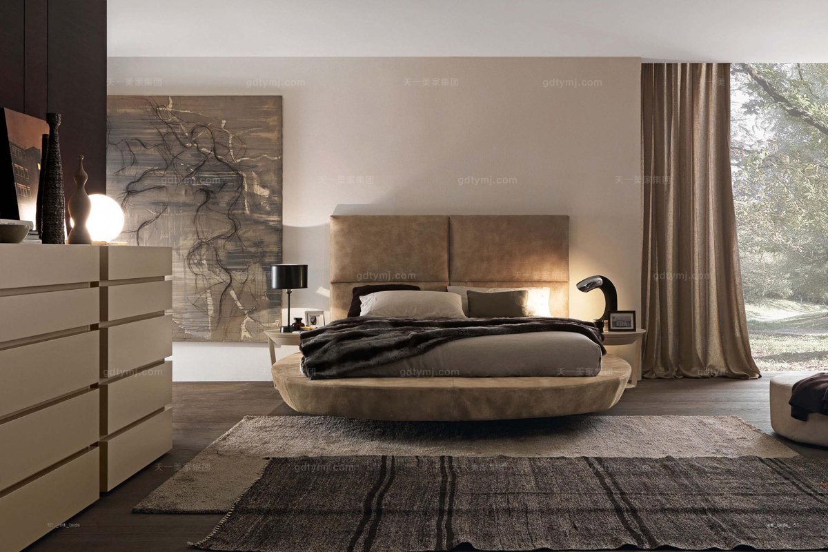 Presotto后現代時尚灰色布藝大床系列