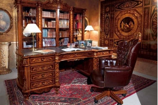 Minotti Luigi&Benigno歐式實(shí)木雕花櫻桃色書房系列