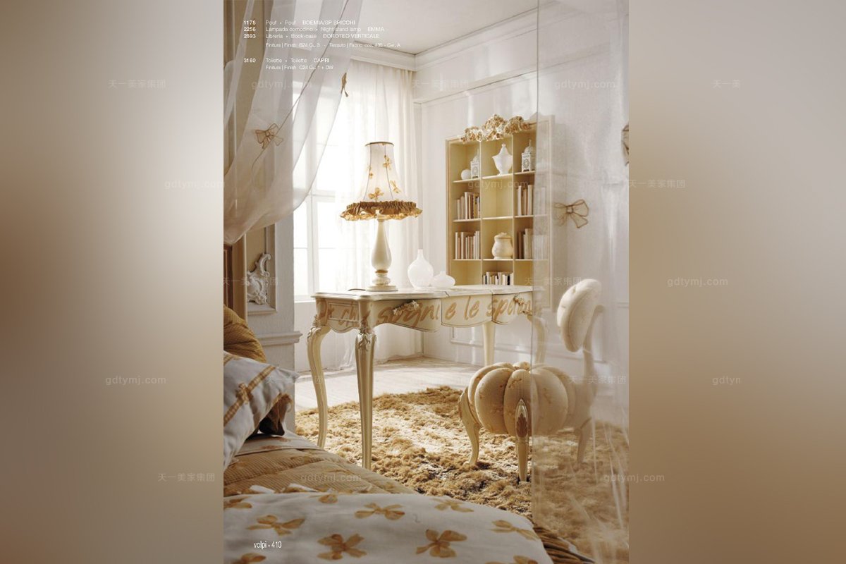  Volpi意大利進(jìn)口法式金泊雕刻別墅會所兒童床