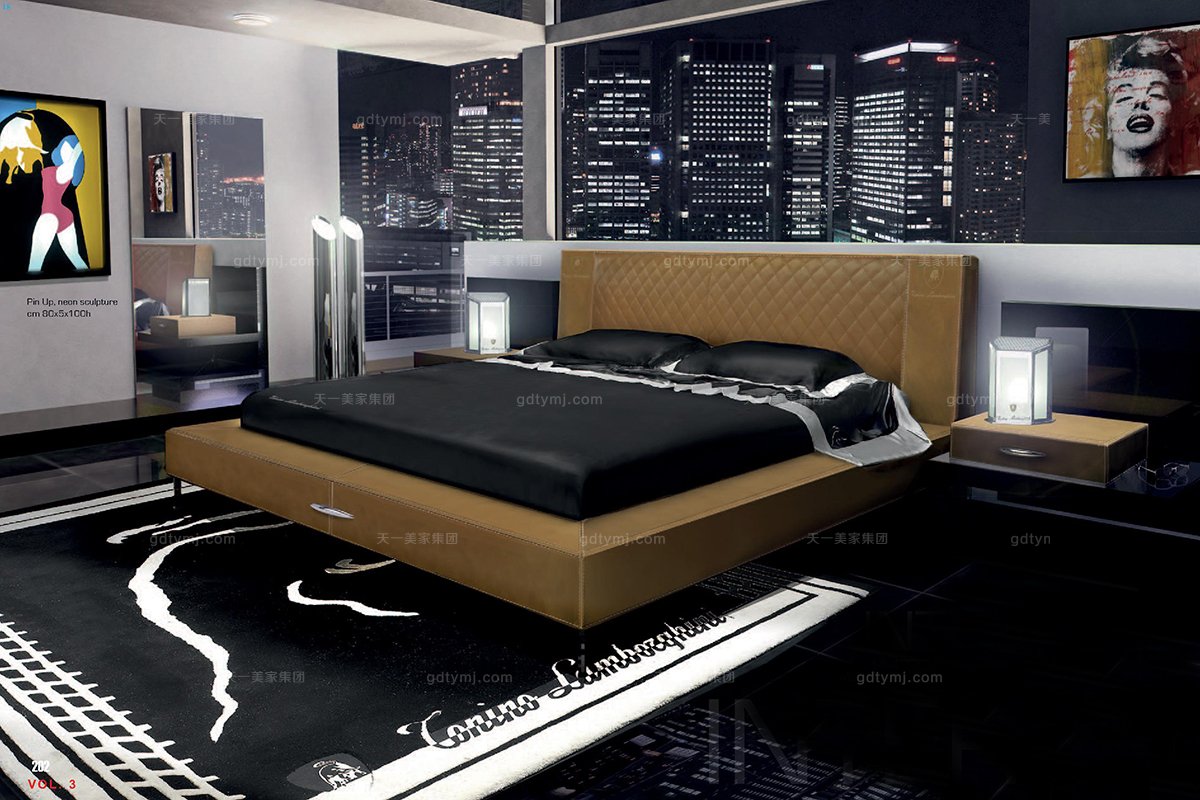 高端時尚現代風格意大利進口蘭博基尼系列紅色雙人床