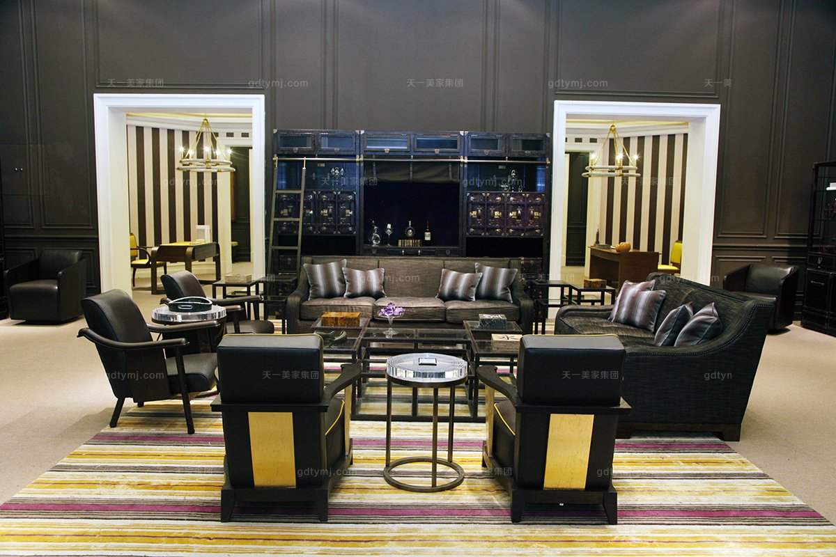 高端家具品牌美式深色客廳真皮沙發系列