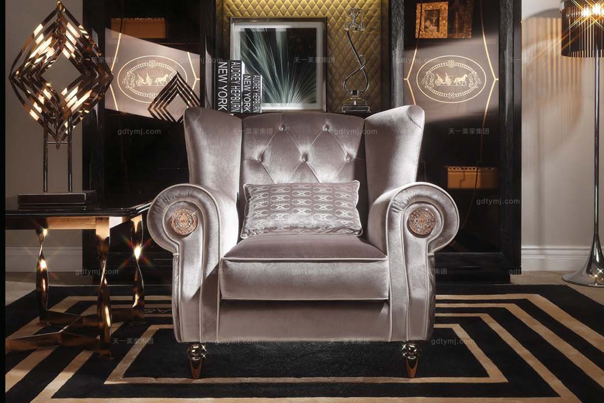 高端會所五星級酒店家具后現代拉扣布藝休閑椅