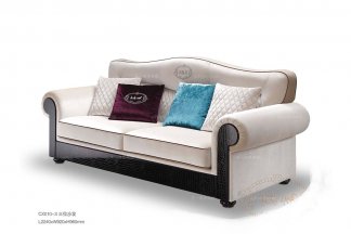 高端別墅會所樣板房家具品牌后現代白色三位沙發