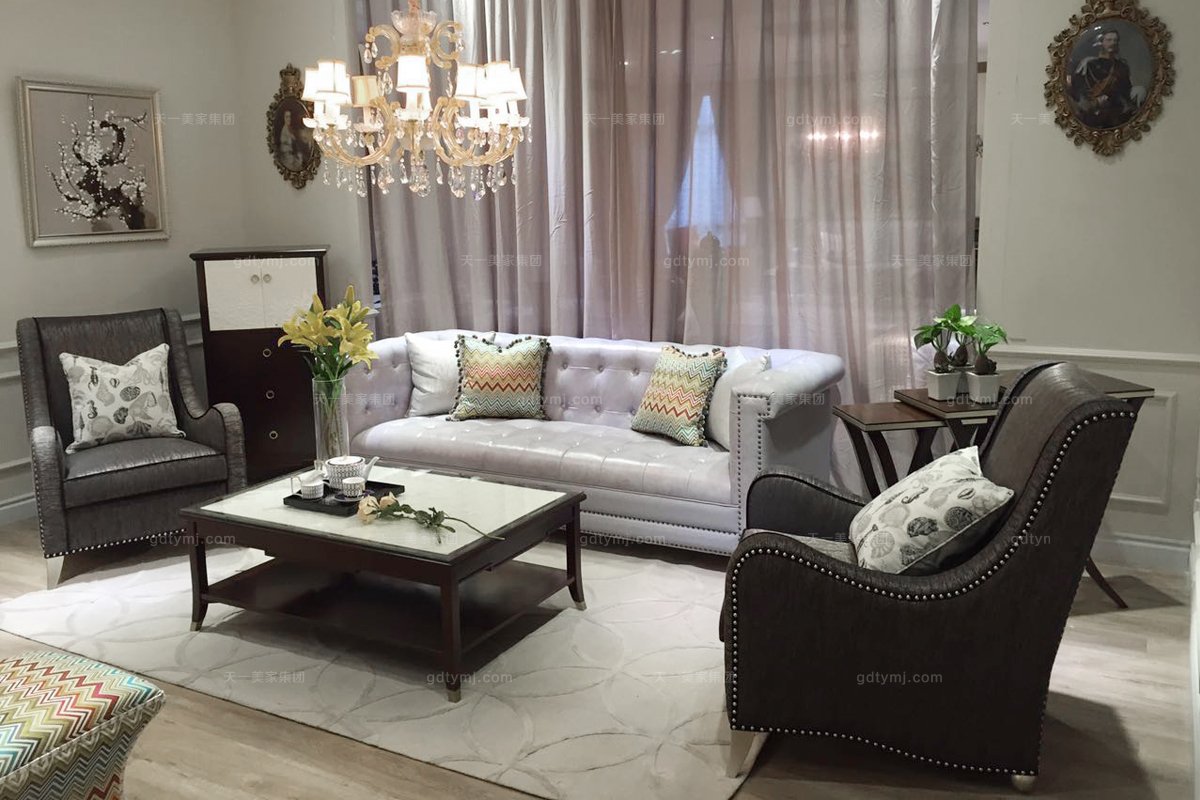 國內高端會所家具別墅家具法式咖啡色茶幾