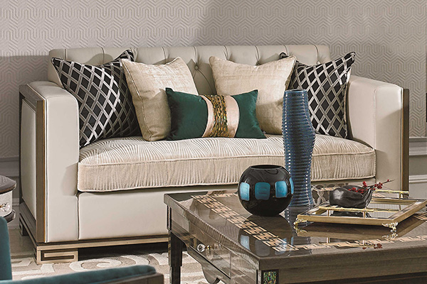 高端現代輕奢沙發實木客廳沙發金屬金屬銅釘不銹鋼真皮沙發二人沙發