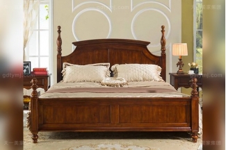 高端豪宅家具優質橡膠木好實木1.8米大床