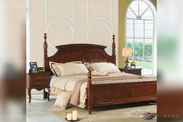 高端豪宅家具優質橡膠木好實木1.8米大床橡膠全實木1.8米大床