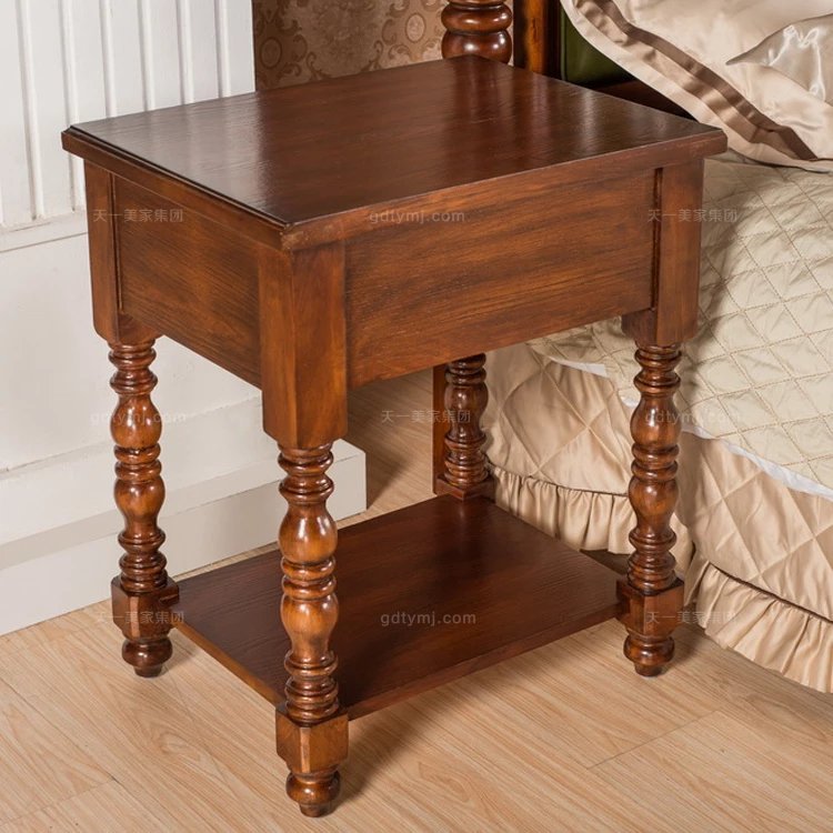 奢華豪宅家具優質好實木美式床頭柜全實木美式床頭柜