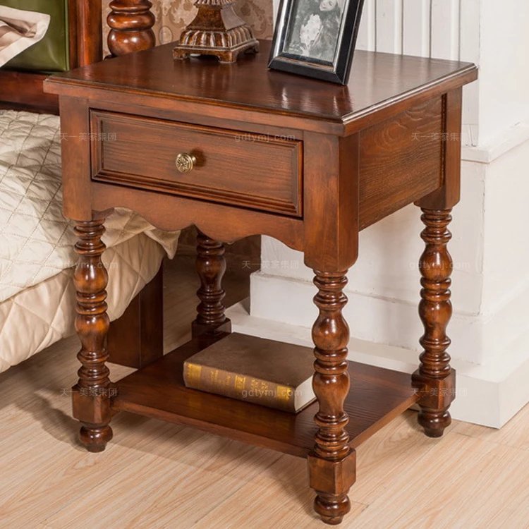 奢華豪宅家具優質好實木美式床頭柜全實木美式床頭柜