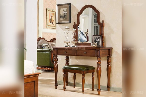 高端別墅家具品牌優(yōu)質(zhì)好實木露木色美式妝臺