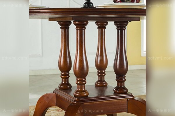 品牌別墅家具高端好實(shí)木美式露木色圓餐桌1.2M全實(shí)木圓餐桌