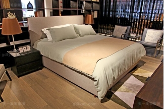 意大利極簡奢高端現代臥室家具軟包布藝雙人床