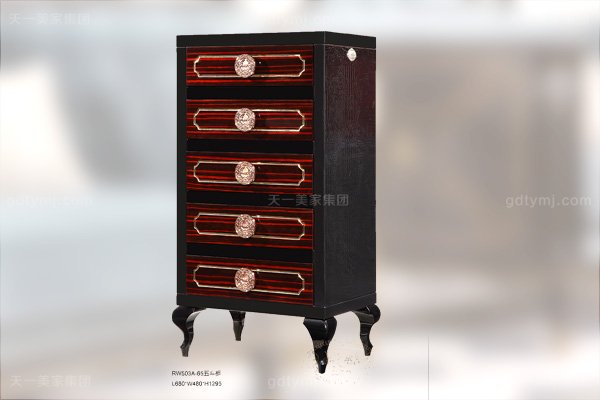 高端輕奢后現代風格客廳家具黑亮黑檀木皮餐桌+親膚絨布餐椅五斗柜