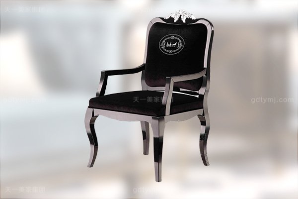 名貴奢華后現代輕奢書房家具桃木紋+黑檀木飾面+黑亮雕花腳書桌椅組合書椅