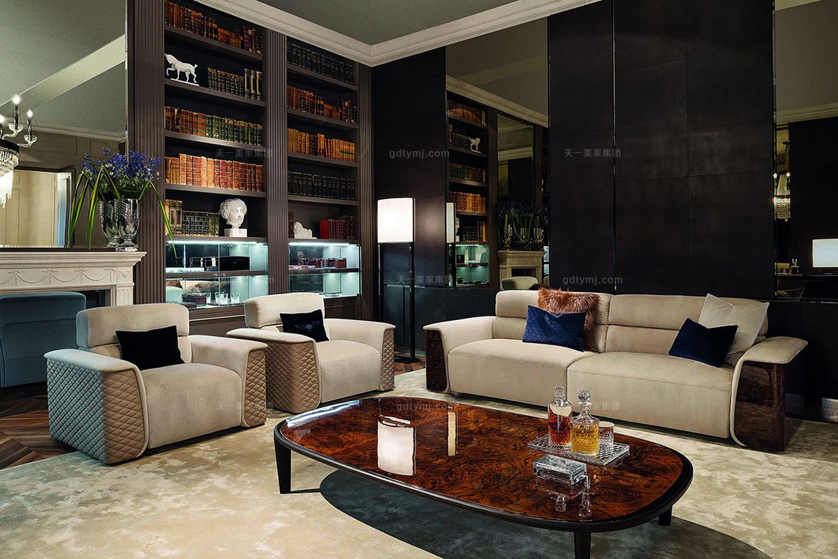 名貴奢華別墅豪宅家具品牌高密海綿優質布藝客廳沙發組合