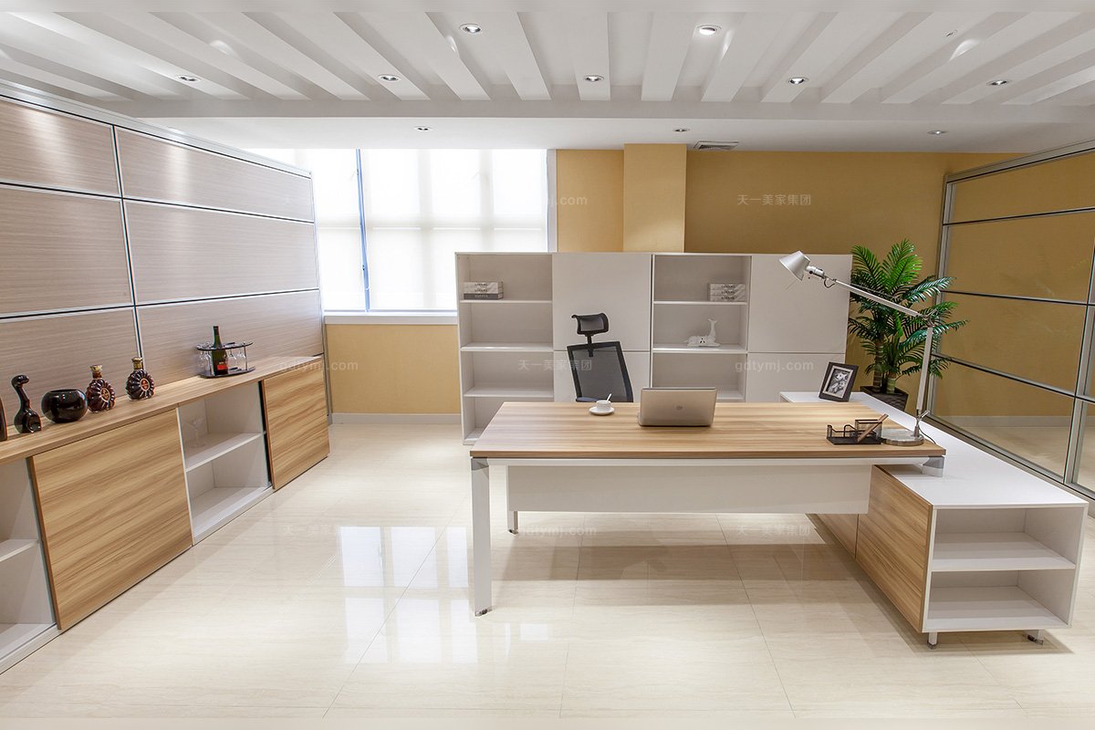 高端別墅辦公家具品牌廠家現代白色實木大班臺班椅組合大班臺班椅組合