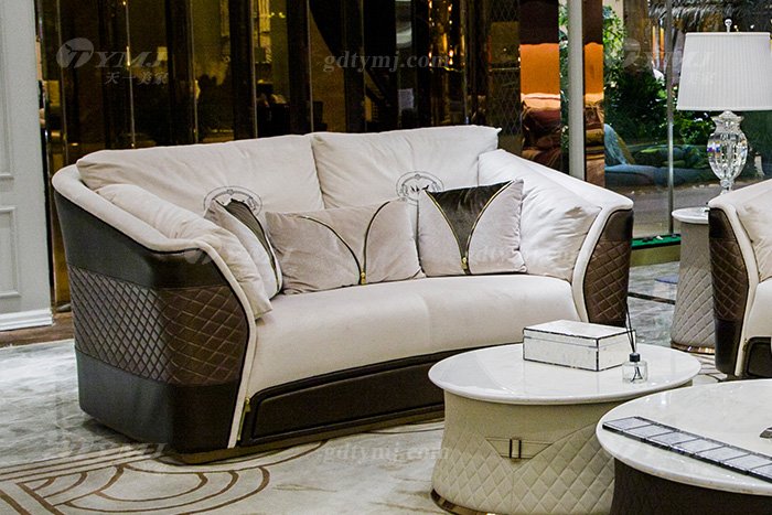 高端奢華家具別墅品牌輕奢后現代客廳真皮布藝沙發組合二位沙發