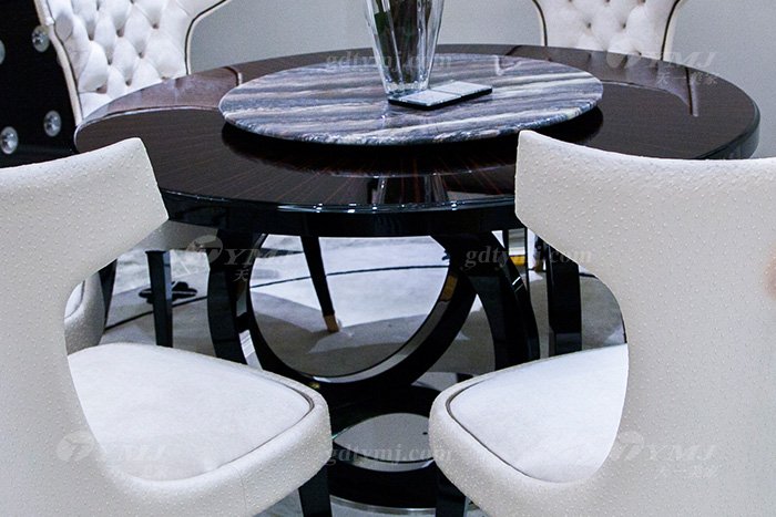 高端奢華品牌家具后現代輕奢餐廳時尚山水紫石面餐桌椅餐桌