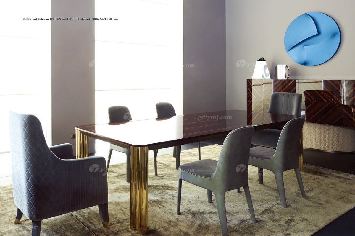 意大利100%純進口時尚輕奢家具品牌別墅家具奢華五金餐桌椅組合餐桌椅組合