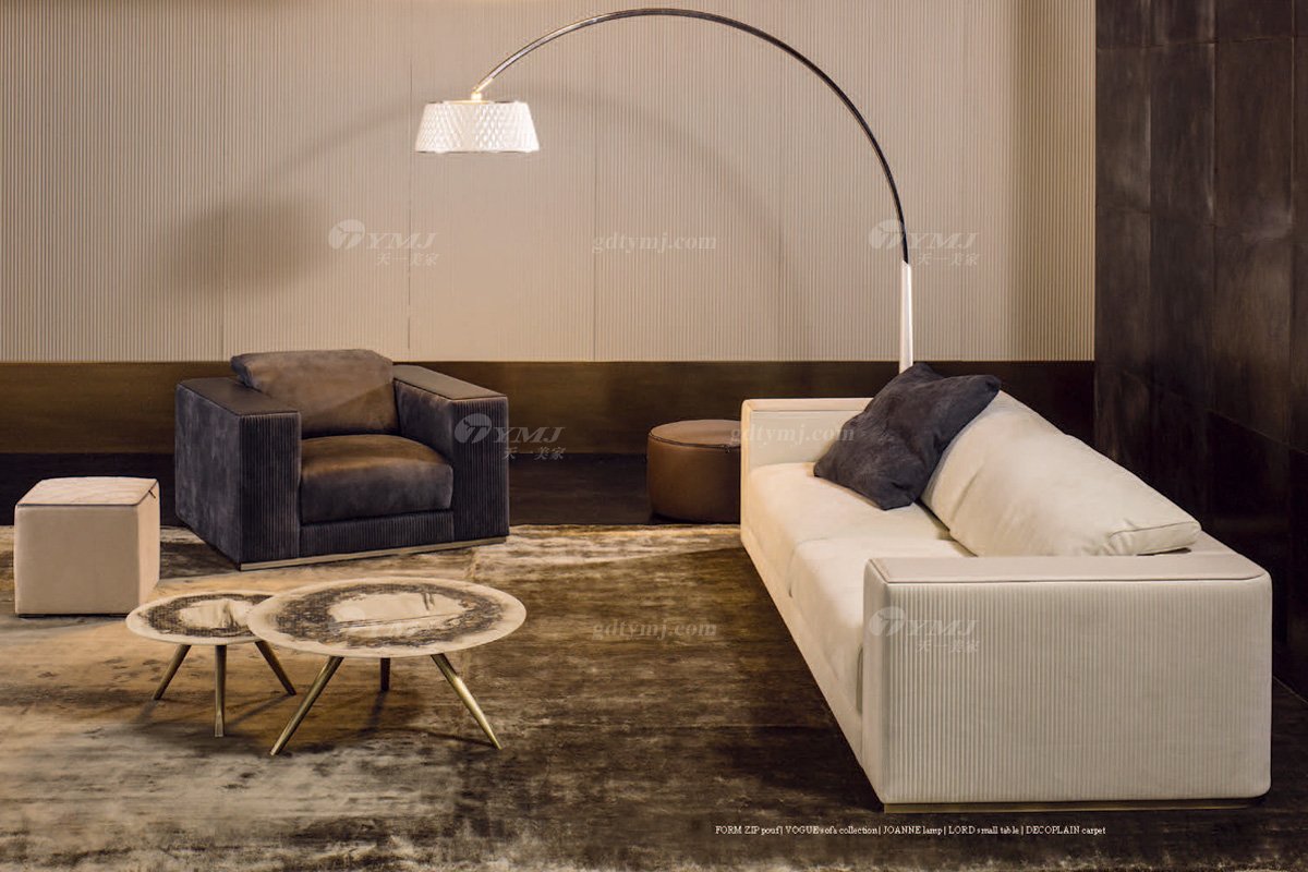 時尚輕奢家具品牌意大利100%純進口別墅家具客廳真皮沙發