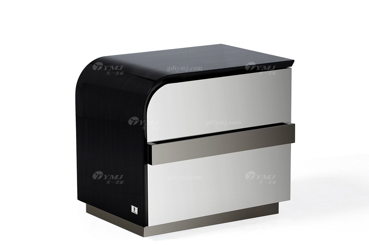 奢華別墅家具時尚奢華樣板間家具輕奢后現代臥室真皮雙人大床系列床頭柜