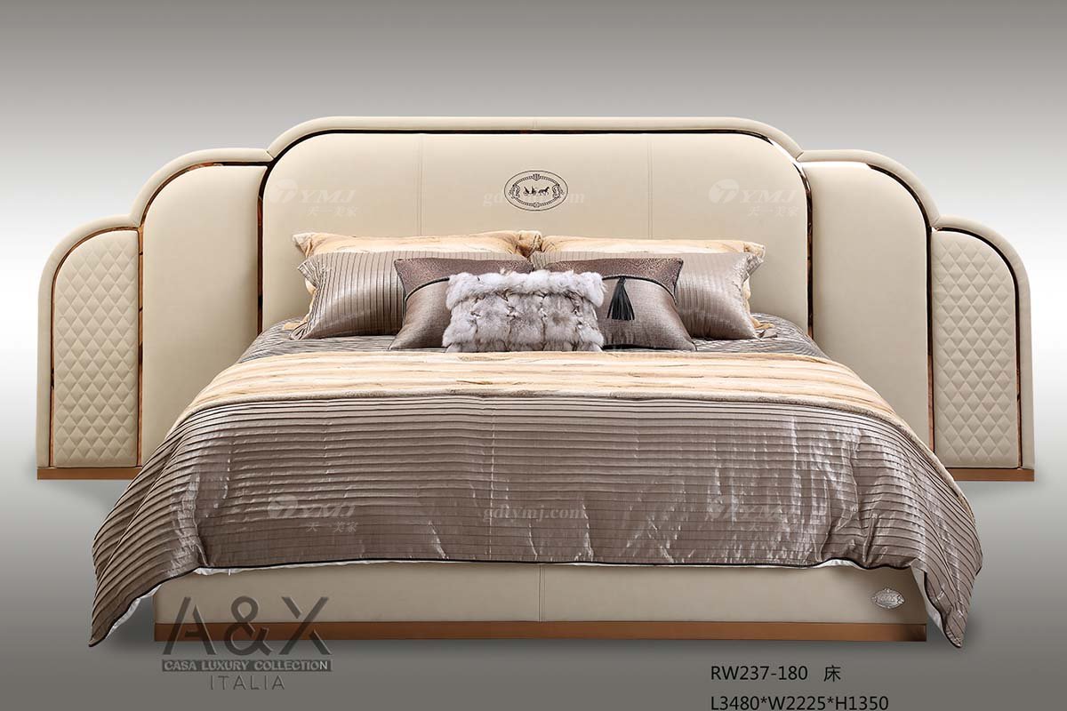 別墅豪宅家具品牌高端樣板間家具輕奢后現代臥室時尚頭層皮雙人大床組合床
